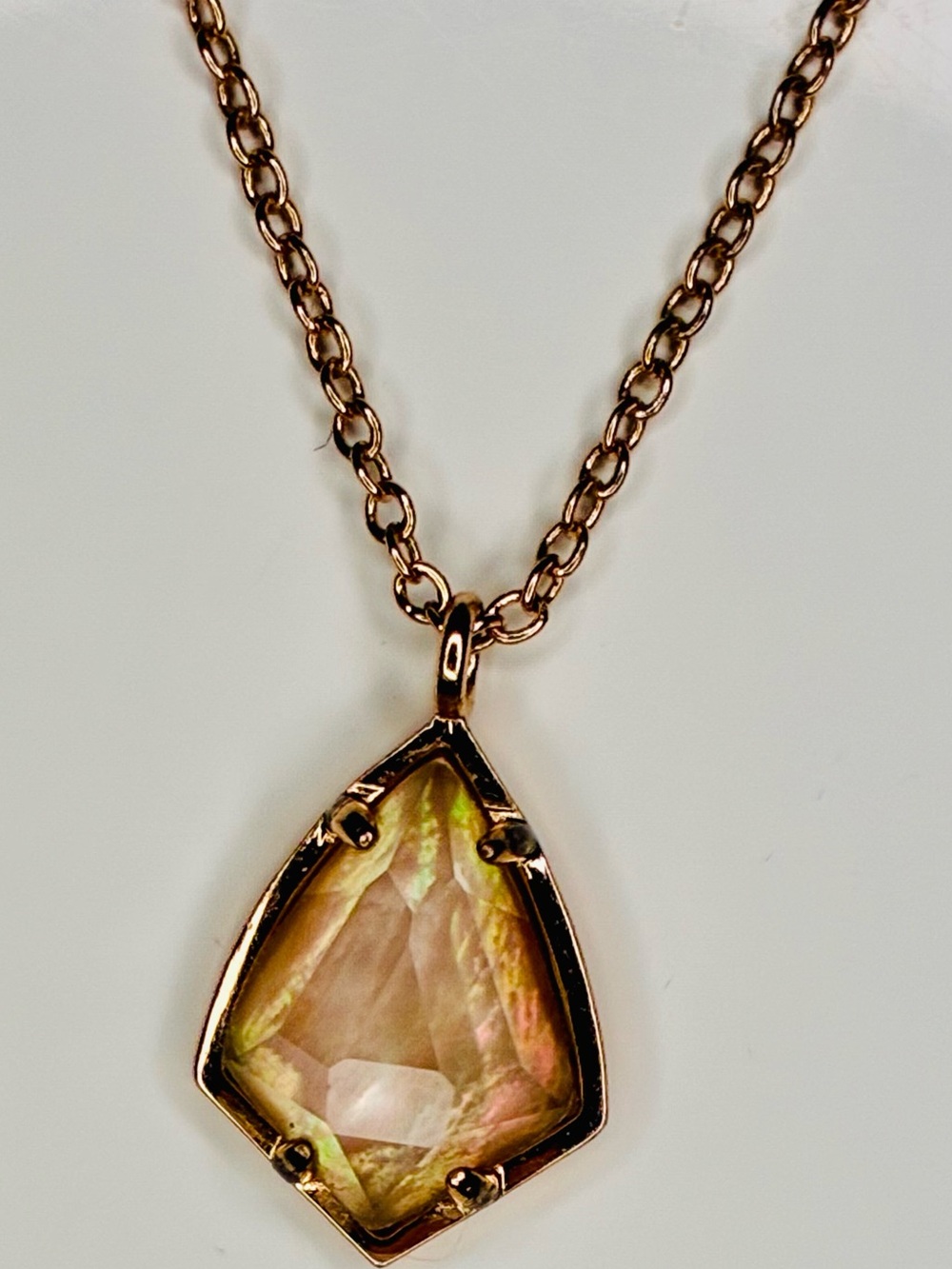 Kendra Scott Cory Necklace Rose Gold Teardrop Mother Of Pearl Pendant Dainty